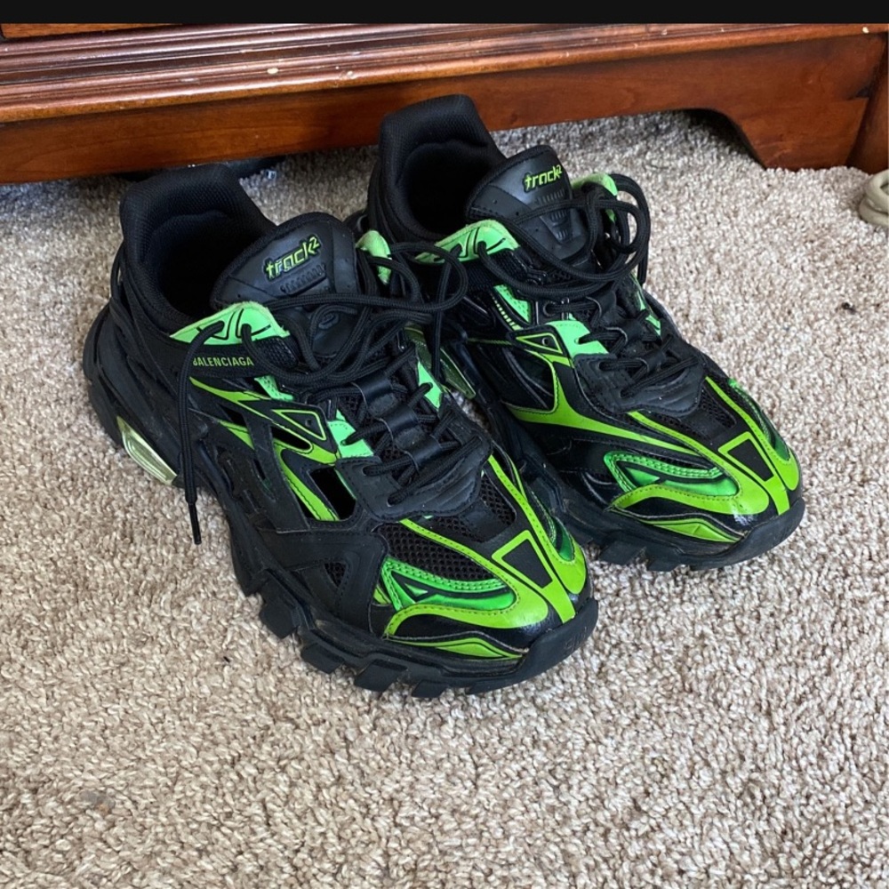 Balenciaga Black & Green Track 2 Sneakers